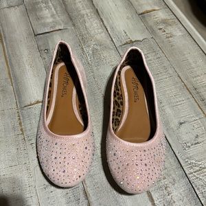 Pink ballets flats with rhinestones. Brand is Hotcakes. Size 3